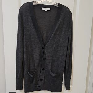 LOFT Women's Charcoal Gray Cardigan Sweater, Size L
